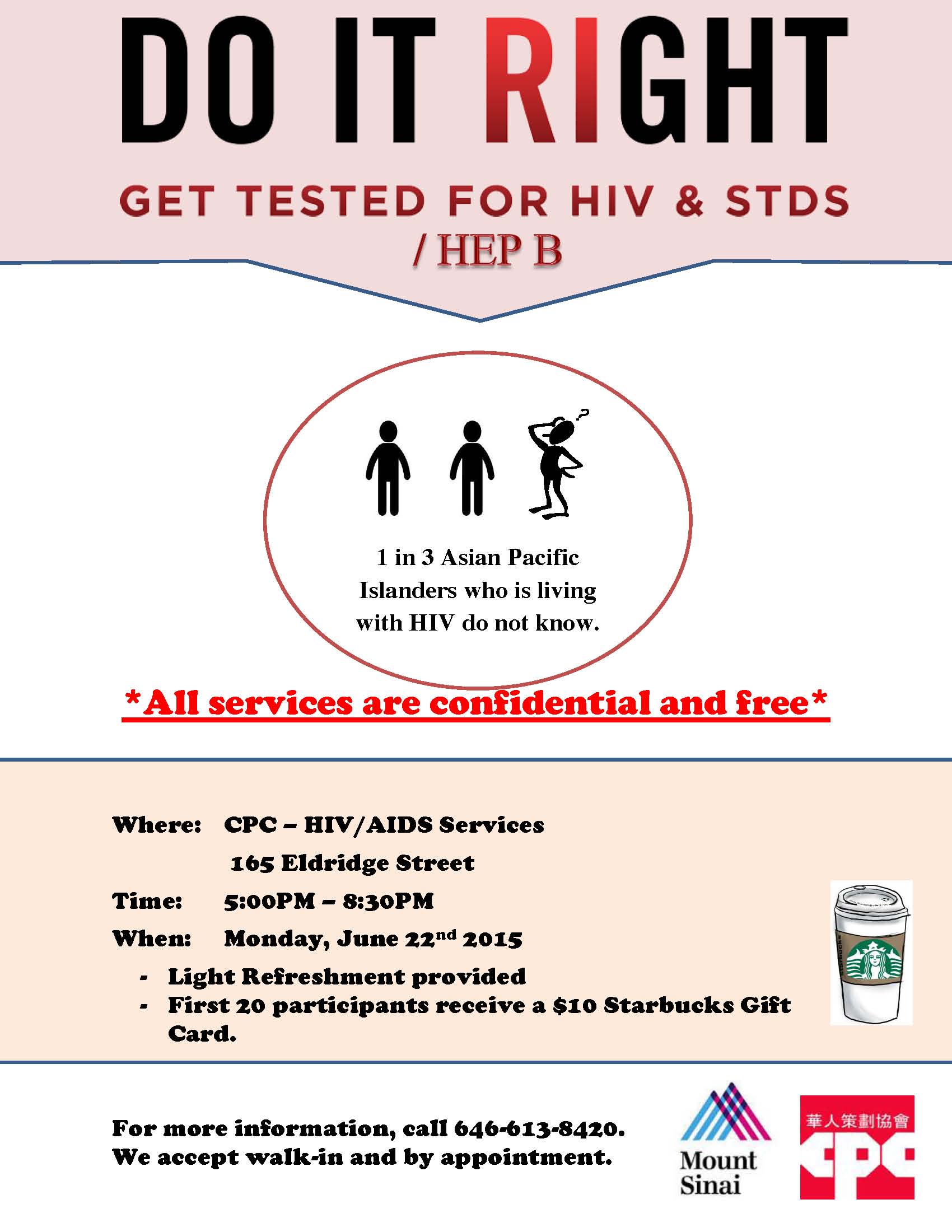 Free & Confidential HIV, STD, Hep B Testing 20150622 210000 to 2015